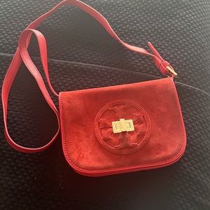 Tory Burch Cross Body red suede leather